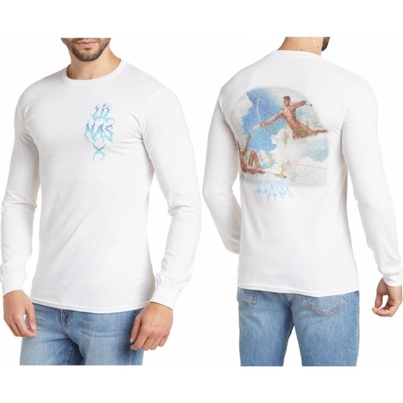Lil Nas X Long Sleeve T-Shirt Goodie Two Sleeves White Men's Tee Shirt - Picture 1 of 10